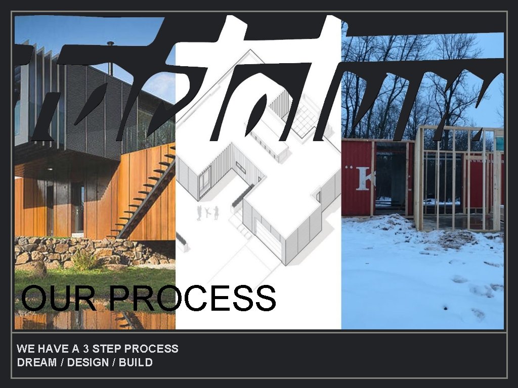 OUR PROCESS WE HAVE A 3 STEP PROCESS DREAM / DESIGN / BUILD 