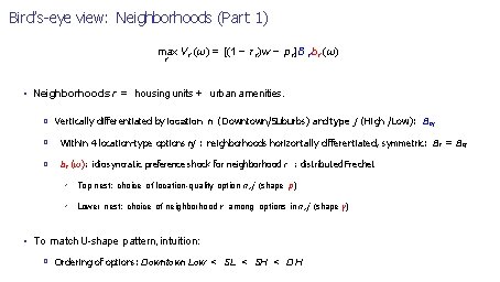 Bird’s-eye view: Neighborhoods (Part 1) max V r (ω) = [(1 − τ r)w