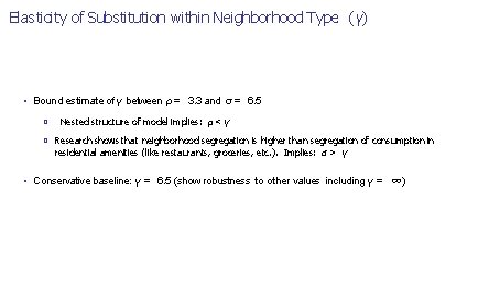 Elasticity of Substitution within Neighborhood Type (γ) • Bound estimate of γ between ρ