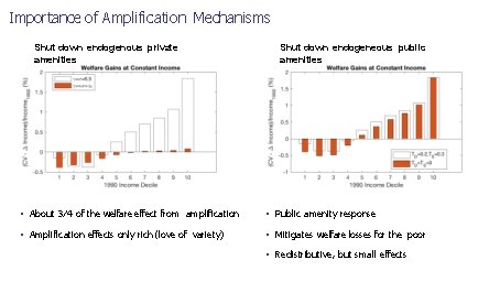 Importance of Amplification Mechanisms Shut down endogenous private amenities Shut down endogeneous public amenities