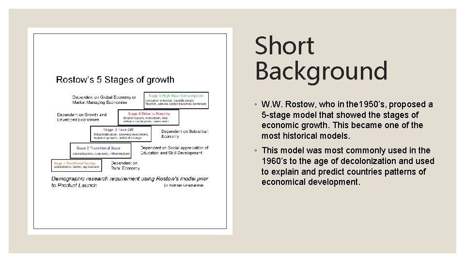 Short Background ◦ W. W. Rostow, who in the 1950’s, proposed a 5 -stage