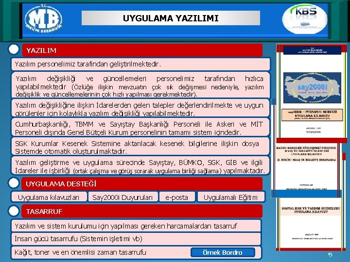 UYGULAMA YAZILIMI YAZILIM Yazılım personelimiz tarafından geliştirilmektedir. Yazılım değişikliği ve güncellemeleri personelimiz tarafından hızlıca