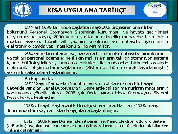 KISA UYGULAMA TARİHÇE 03 Mart 1999 tarihinde başlatılan say 2000 i projesinin önemli bir