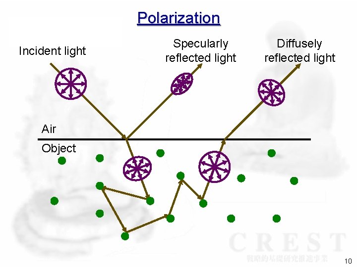 Polarization Incident light Specularly reflected light Diffusely reflected light Air Object 10 