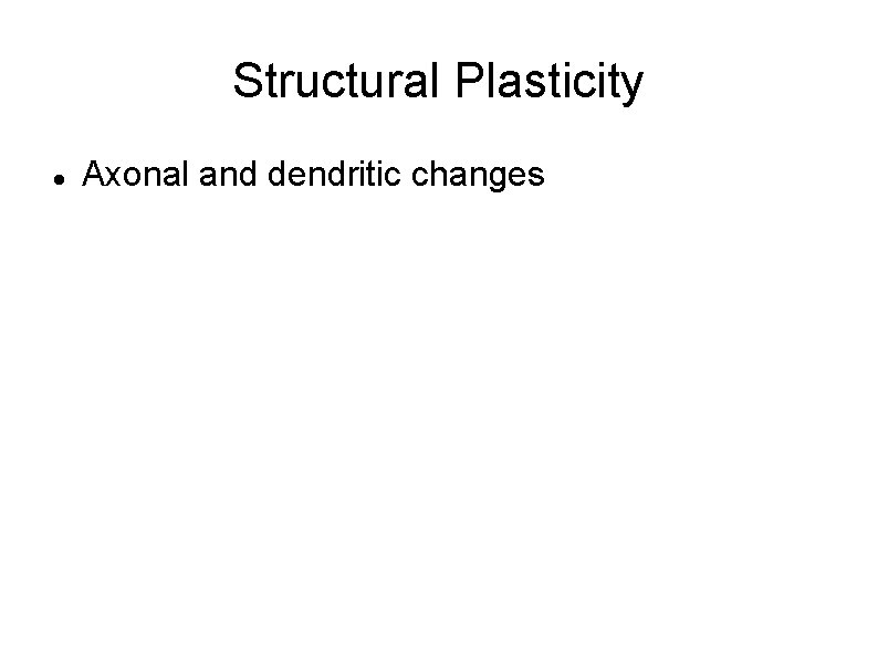 Structural Plasticity Axonal and dendritic changes 