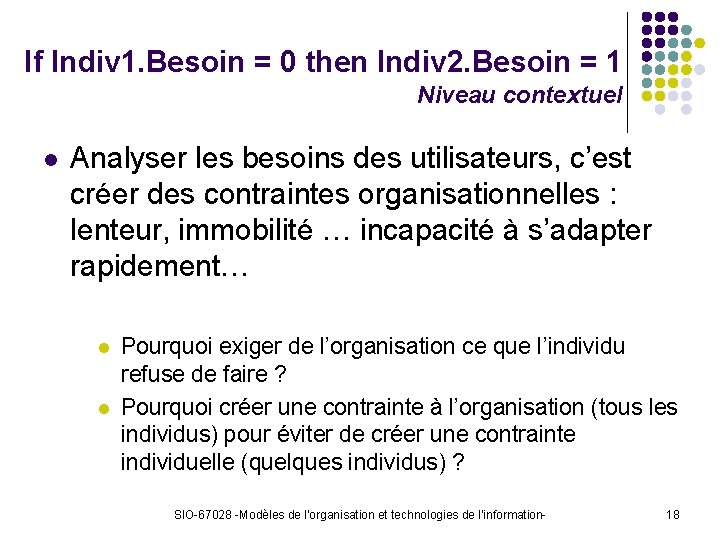 If Indiv 1. Besoin = 0 then Indiv 2. Besoin = 1 Niveau contextuel