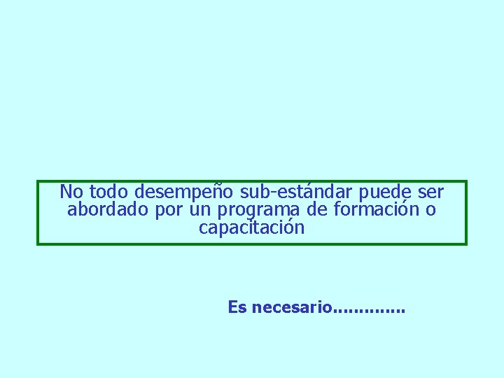 No todo desempeño sub-estándar puede ser abordado por un programa de formación o capacitación