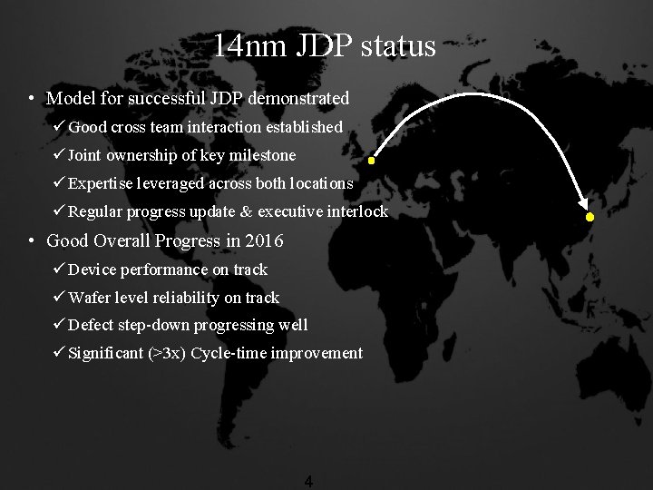 14 nm JDP status • Model for successful JDP demonstrated ü Good cross team