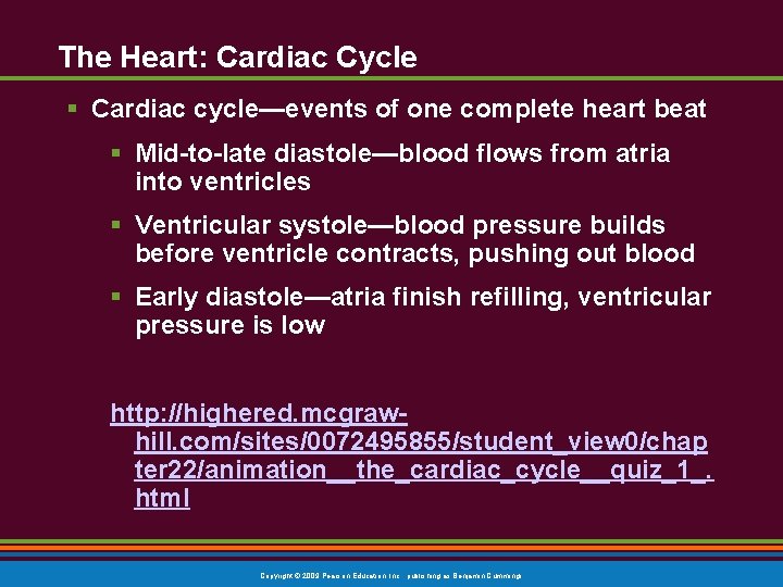 The Heart: Cardiac Cycle § Cardiac cycle—events of one complete heart beat § Mid-to-late