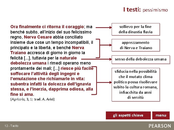 I testi: pessimismo Ora finalmente ci ritorna il coraggio; ma benché subito, all’inizio del
