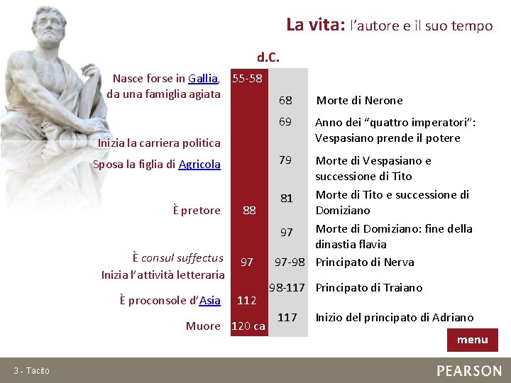 La vita: l’autore e il suo tempo d. C. Nasce forse in Gallia, 55