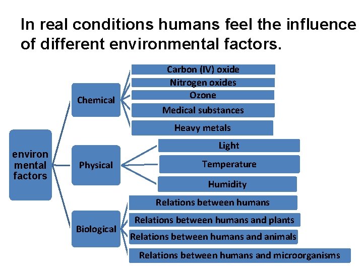 In real conditions humans feel the influence of different environmental factors. Chemical Carbon (IV)