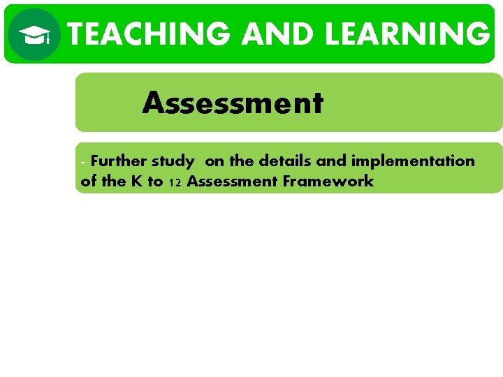 TEACHING AND LEARNING Assessment - Further study on the details and implementation of the