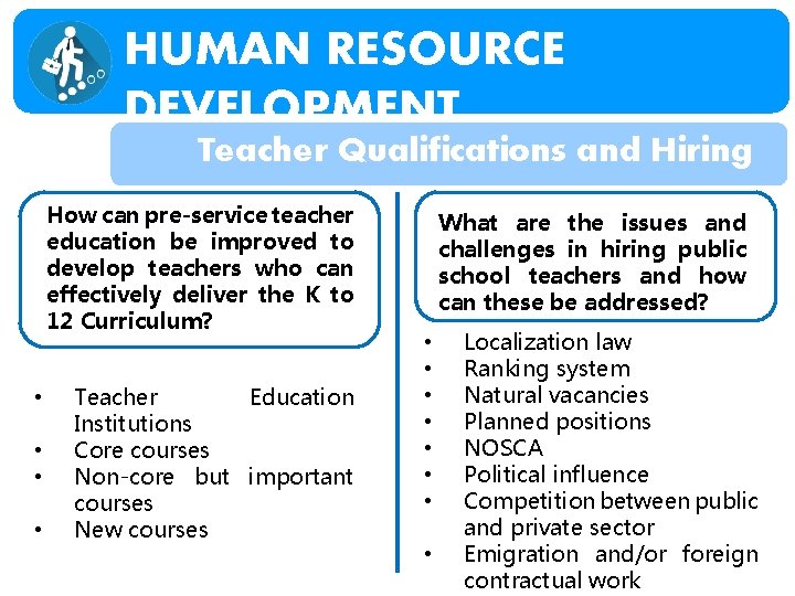 HUMAN RESOURCE DEVELOPMENT Teacher Qualifications and Hiring How can pre-service teacher education be improved