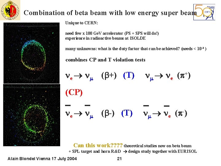 Combination of beta beam with low energy super beam Unique to CERN: need few