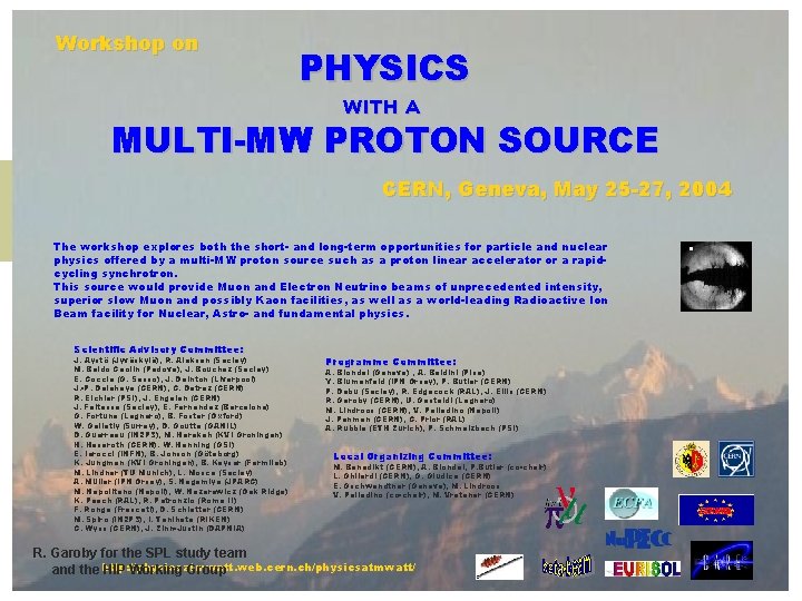 Workshop on PHYSICS WITH A MULTI-MW PROTON SOURCE CERN, Geneva, May 25 -27, 2004