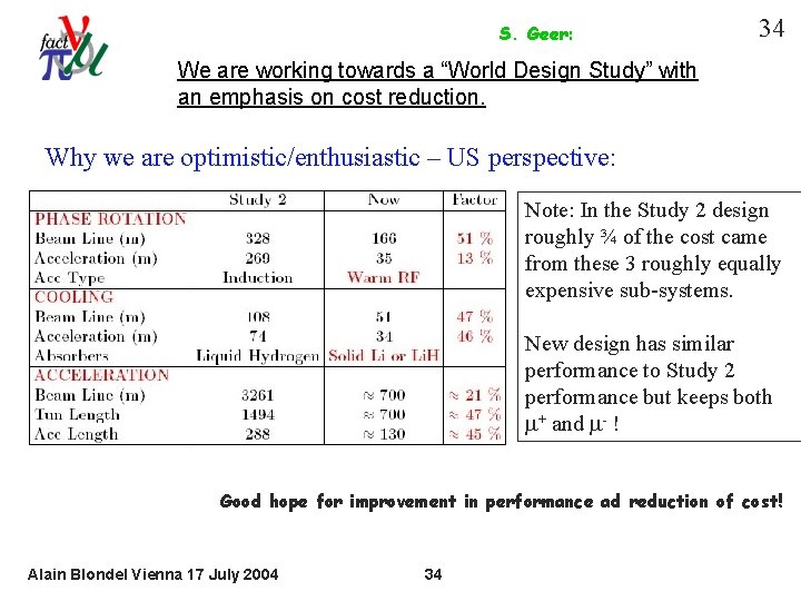 S. Geer: 34 We are working towards a “World Design Study” with an emphasis