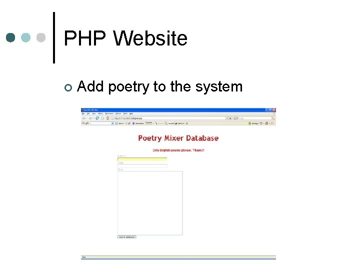 PHP Website ¢ Add poetry to the system 