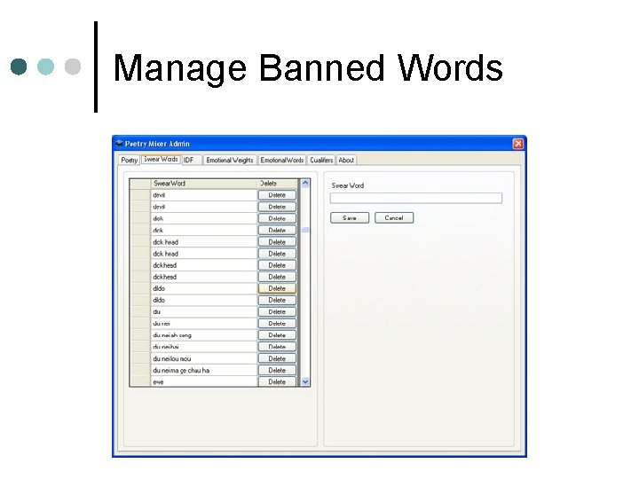 Manage Banned Words 
