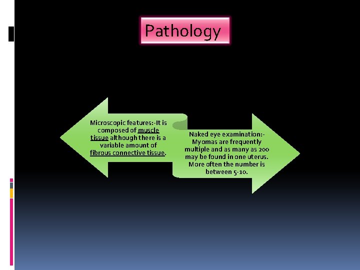 Pathology Microscopic features: -It is composed of muscle tissue although there is a variable