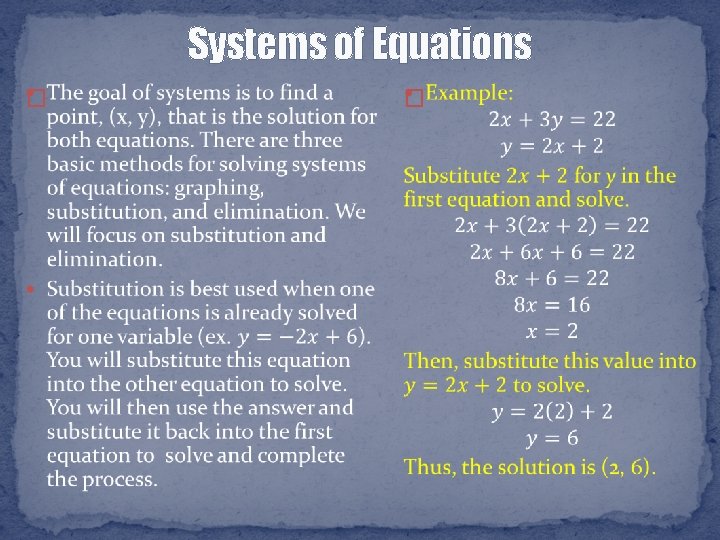 Systems of Equations � � 