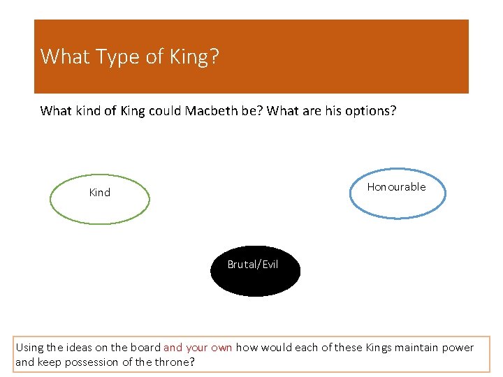 What Type of King? What kind of King could Macbeth be? What are his