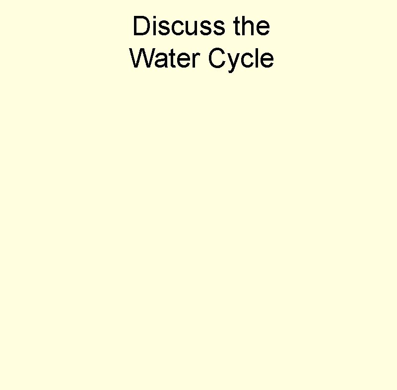 Discuss the Water Cycle 