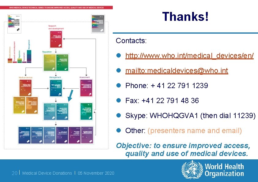 Thanks! Contacts: l http: //www. who. int/medical_devices/en/ l mailto: medicaldevices@who. int l Phone: +
