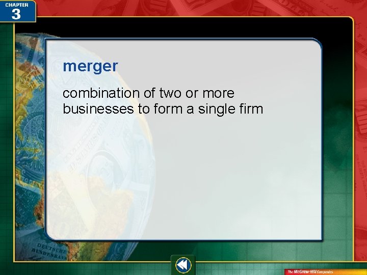 merger combination of two or more businesses to form a single firm 