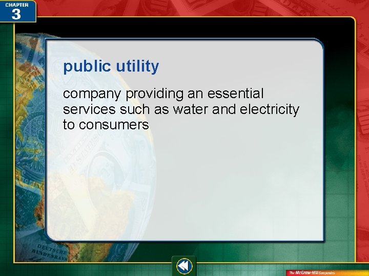 public utility company providing an essential services such as water and electricity to consumers