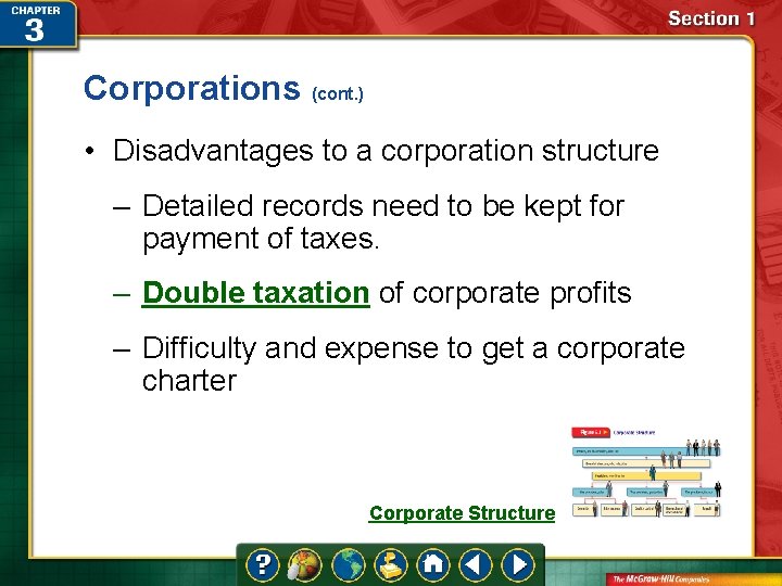 Corporations (cont. ) • Disadvantages to a corporation structure – Detailed records need to