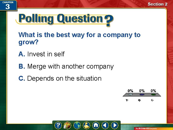 What is the best way for a company to grow? A. Invest in self