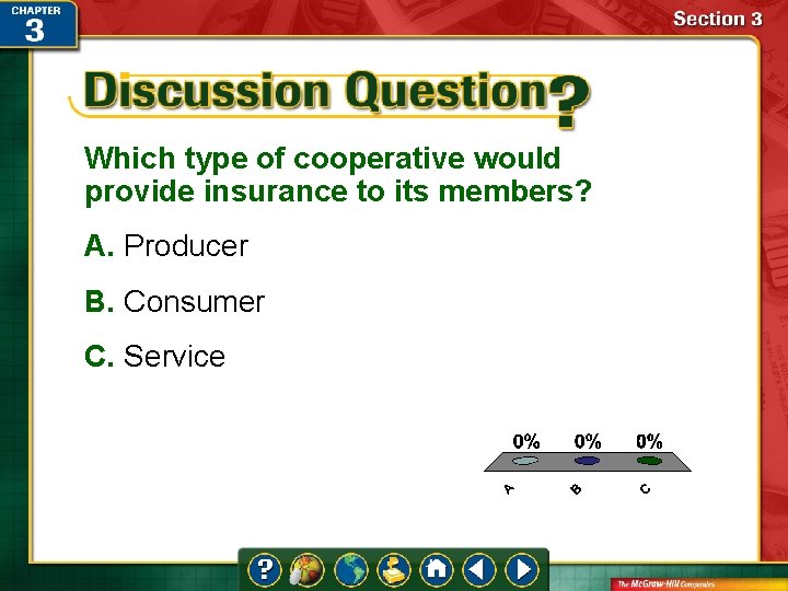 Which type of cooperative would provide insurance to its members? A. Producer B. Consumer