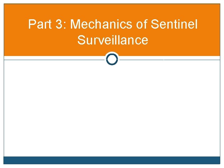 Part 3: Mechanics of Sentinel Surveillance 