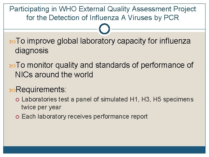 Participating in WHO External Quality Assessment Project for the Detection of Influenza A Viruses