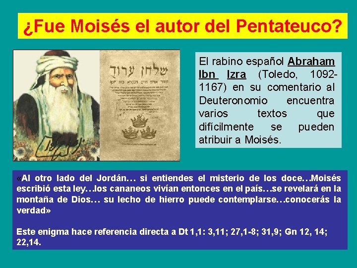 ¿Fue Moisés el autor del Pentateuco? El rabino español Abraham Ibn Izra (Toledo, 10921167)