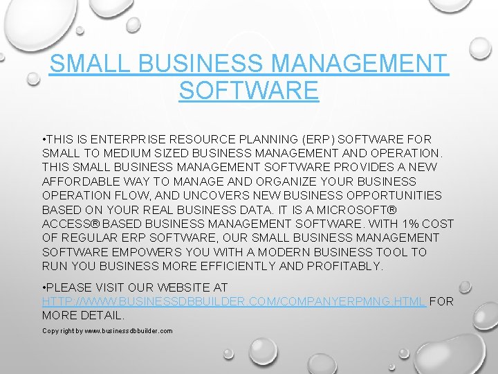 SMALL BUSINESS MANAGEMENT SOFTWARE • THIS IS ENTERPRISE RESOURCE PLANNING (ERP) SOFTWARE FOR SMALL