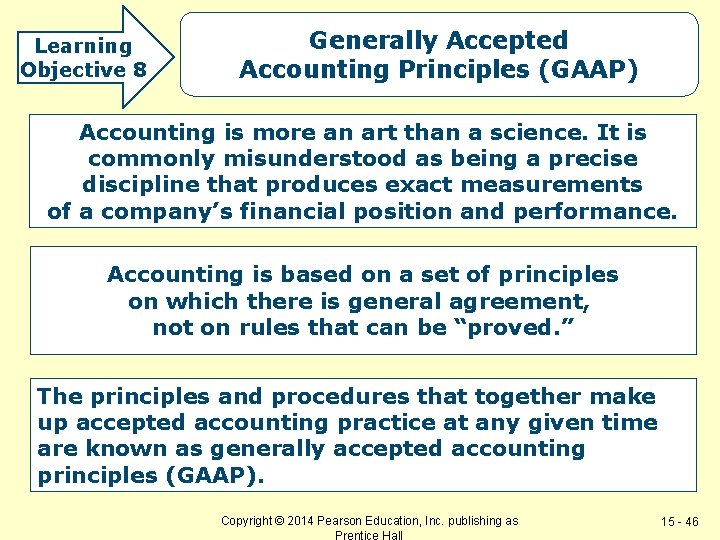 Learning Objective 8 Generally Accepted Accounting Principles (GAAP) Accounting is more an art than