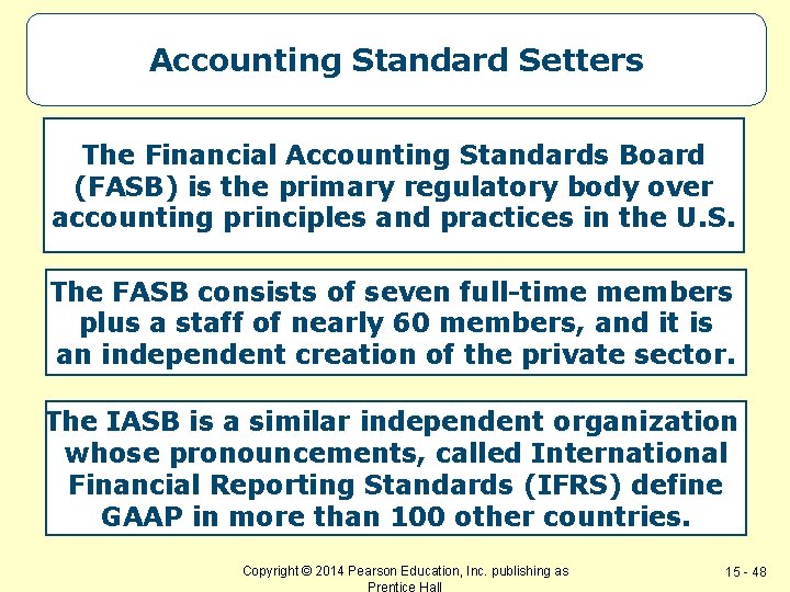 Accounting Standard Setters The Financial Accounting Standards Board (FASB) is the primary regulatory body