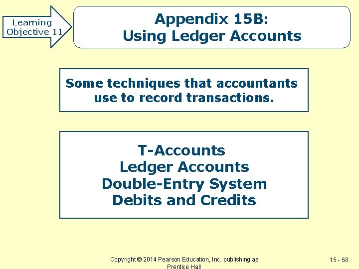 Learning Objective 11 Appendix 15 B: Using Ledger Accounts Some techniques that accountants use