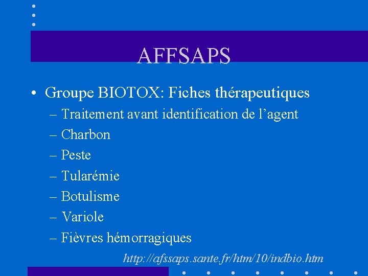 AFFSAPS • Groupe BIOTOX: Fiches thérapeutiques – Traitement avant identification de l’agent – Charbon