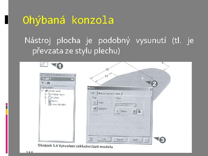 Ohýbaná konzola Nástroj plocha je podobný vysunutí (tl. je převzata ze stylu plechu) 