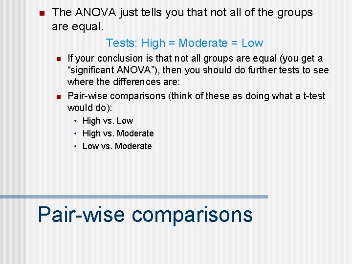 n The ANOVA just tells you that not all of the groups are equal.