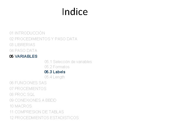 Indice 01 INTRODUCCIÓN 02 PROCEDIMIENTOS Y PASO DATA 03 LIBRERIAS 04 PASO DATA 05