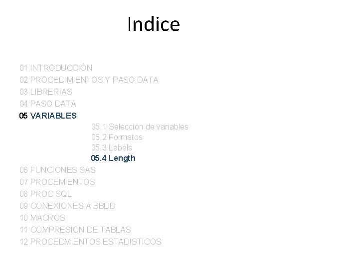 Indice 01 INTRODUCCIÓN 02 PROCEDIMIENTOS Y PASO DATA 03 LIBRERIAS 04 PASO DATA 05