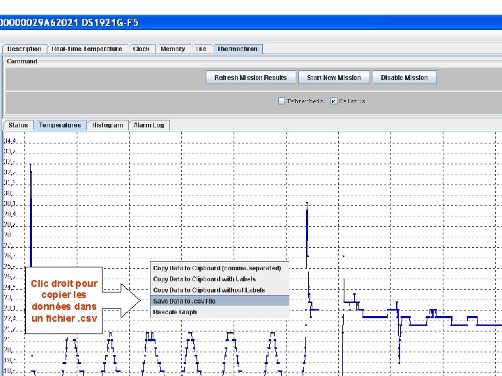 Clic droit pour copier les données dans un fichier. csv 