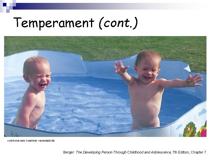 Temperament (cont. ) CORROON AND COMPANY / MONKMEYER Berger: The Developing Person Through Childhood