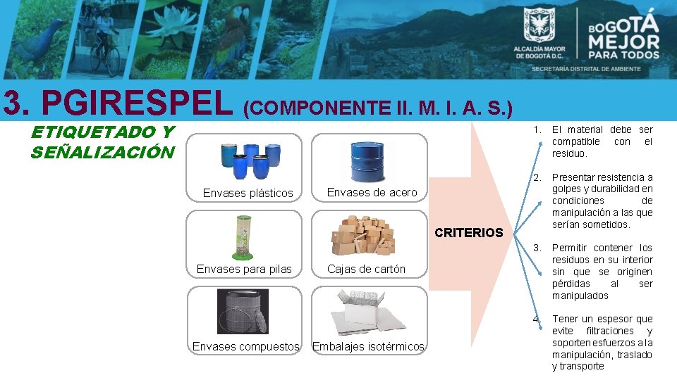 3. PGIRESPEL (COMPONENTE II. M. I. A. S. ) ETIQUETADO Y SEÑALIZACIÓN Envases plásticos