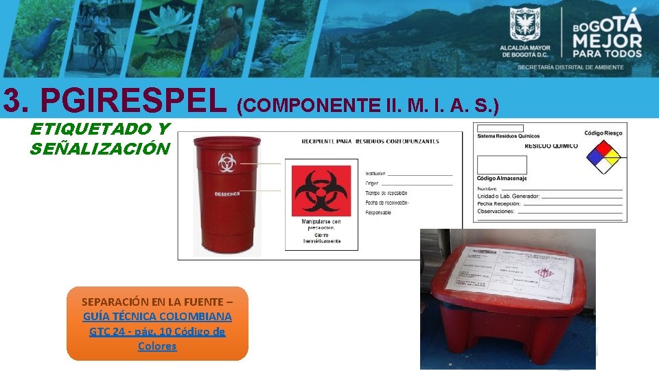 3. PGIRESPEL (COMPONENTE II. M. I. A. S. ) ETIQUETADO Y SEÑALIZACIÓN SEPARACIÓN EN