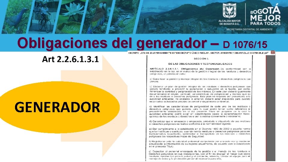 Obligaciones del generador – D 1076/15 GENERADOR 